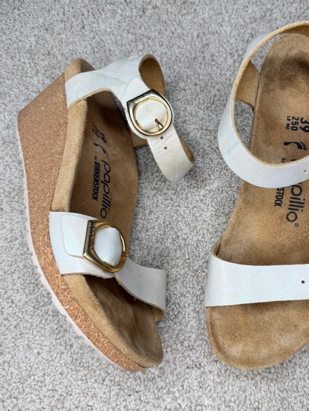 Birkenstock Soley Ankle Strap Wedge Sandals White 39